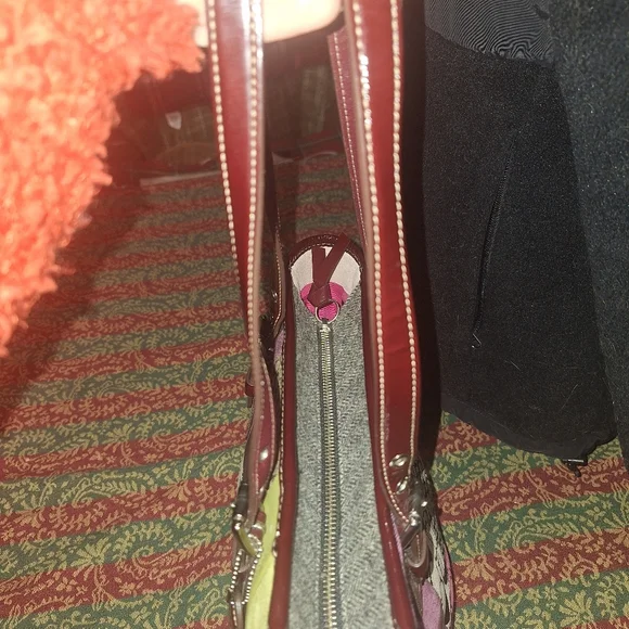 NWOT COAH Y2K Patchwork Tote Purse with Leather Straps - Picture 12 of 13